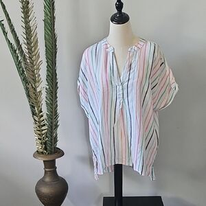 St. John's Bay Multicolored Striped Short Sleeve Shirt
